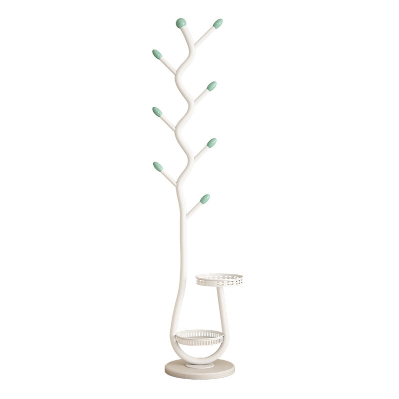 Tree Coat Rack Stand with Hooks, White Metal, 66.1 in