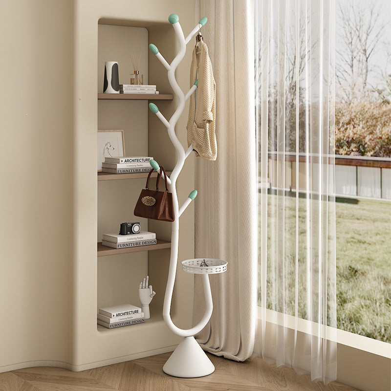 Tree Coat Rack Stand with Hooks, White Metal, 66.1 in