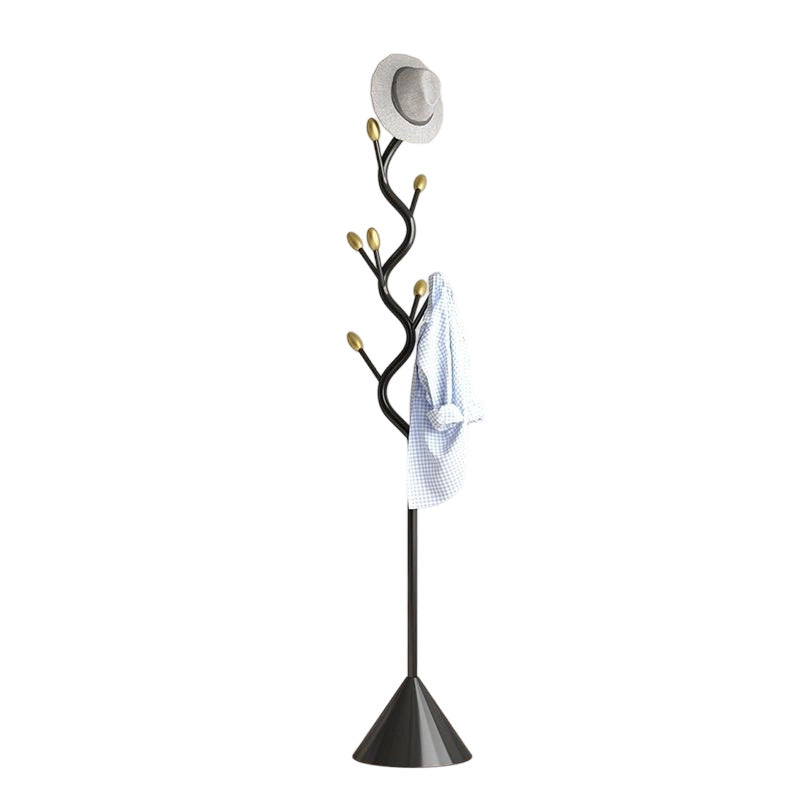 Tree Coat Rack Stand with Hooks, Black Metal, 70.9 in