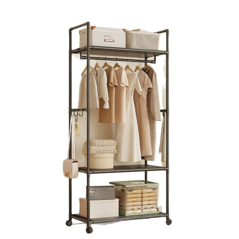 Metal Clothes Rack with Shelves, Black Freestanding Garment Stand