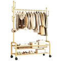 Metal Clothes Rack with Storage Shelf, Gold Freestanding Garment Stand