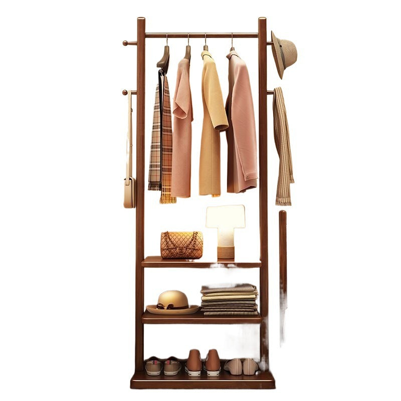 Wood Clothes Rack with Shelves, Freestanding Garment Stand