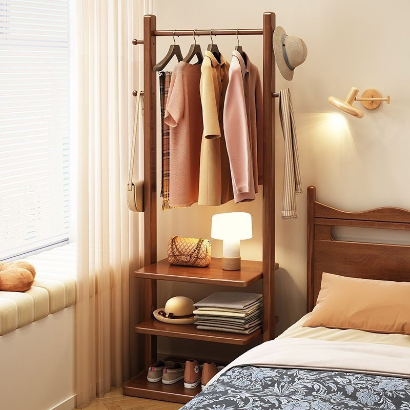 Wood Clothes Rack with Shelves, Freestanding Garment Stand