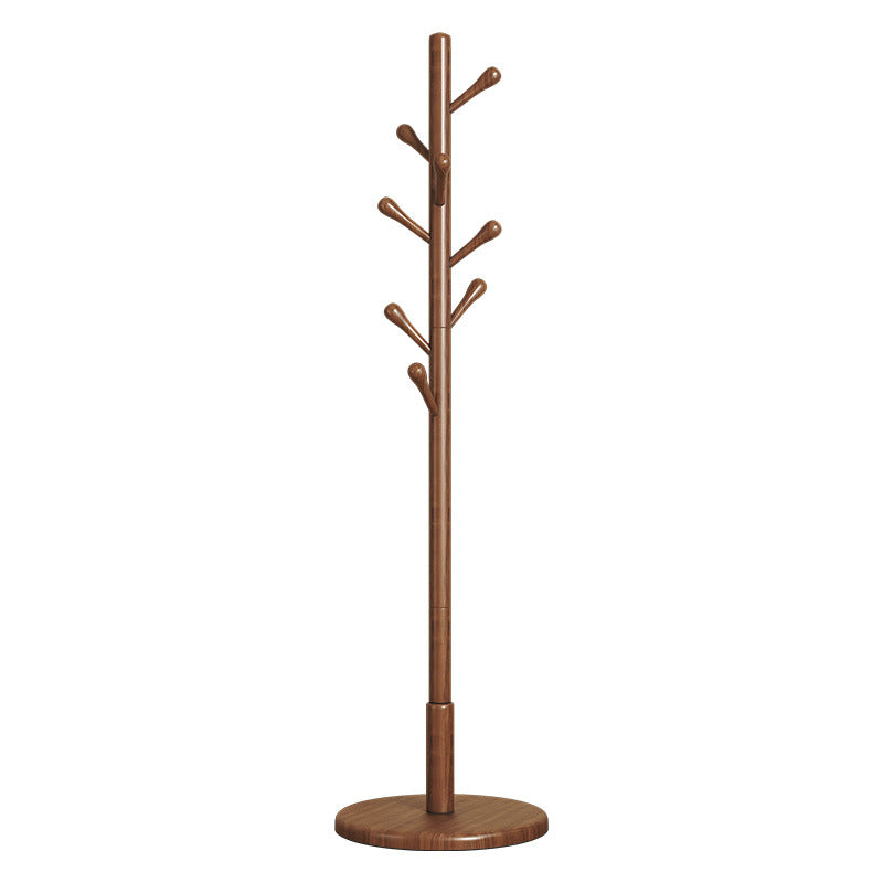 Wood Coat Rack Stand with Hooks, Brown Freestanding Clothes Rack