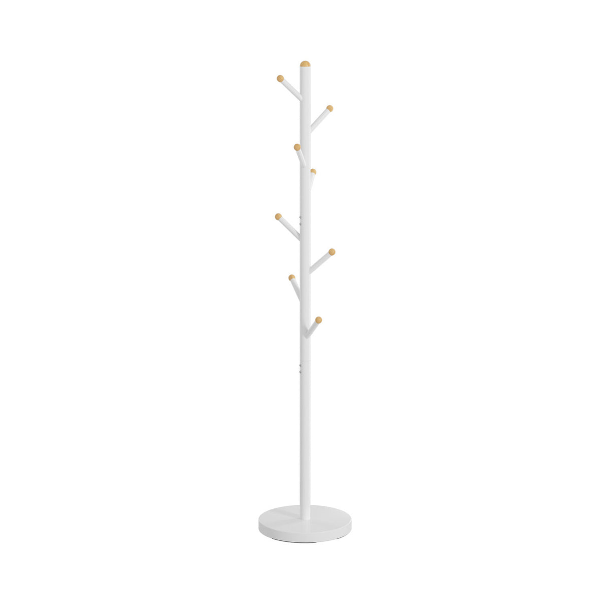 Tree Coat Rack Stand with 8 Hooks, White Metal Clothes Rack